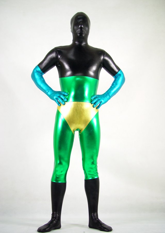 Black Hero Shiny Spandex Full Body Suit